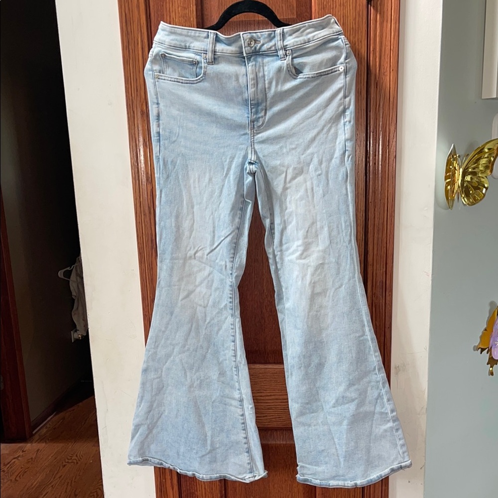 American Eagle Blue Flare Wide Leg Jeans